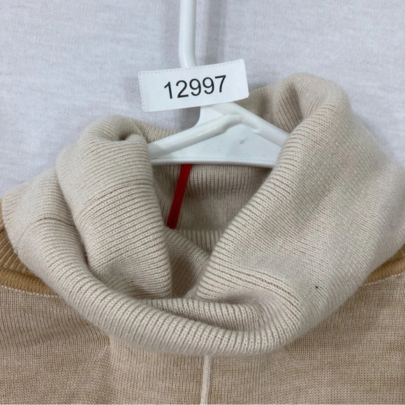 New Zara SRPLS Tan/Camel Cowl Neck 100% Wool Light Sweater Large - Picture 9 of 9